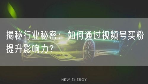 揭秘行业秘密：如何通过视频号买粉提升影响力？