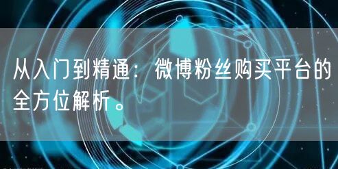 从入门到精通：微博粉丝购买平台的全方位解析。