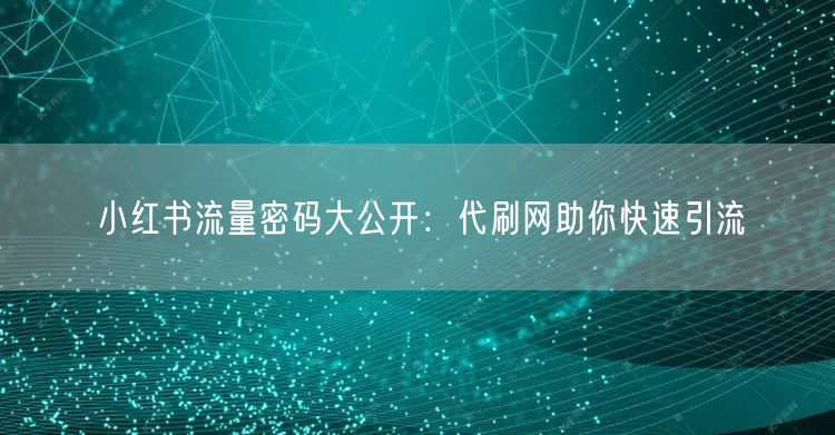 小红书流量密码大公开：代刷网助你快速引流
