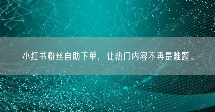 小红书粉丝自助下单，让热门内容不再是难题。