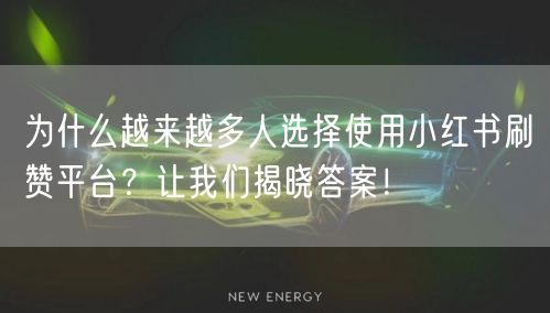 为什么越来越多人选择使用小红书刷赞平台？让我们揭晓答案！