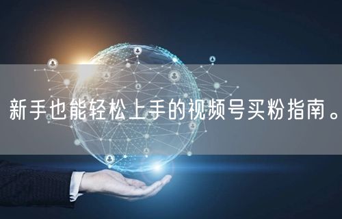 新手也能轻松上手的视频号买粉指南。