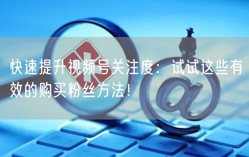 快速提升视频号关注度：试试这些有效的购买粉丝方法！