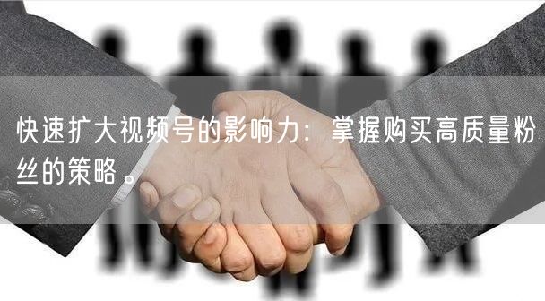 快速扩大视频号的影响力：掌握购买高质量粉丝的策略。