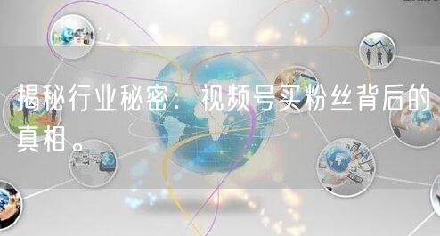 揭秘行业秘密：视频号买粉丝背后的真相。