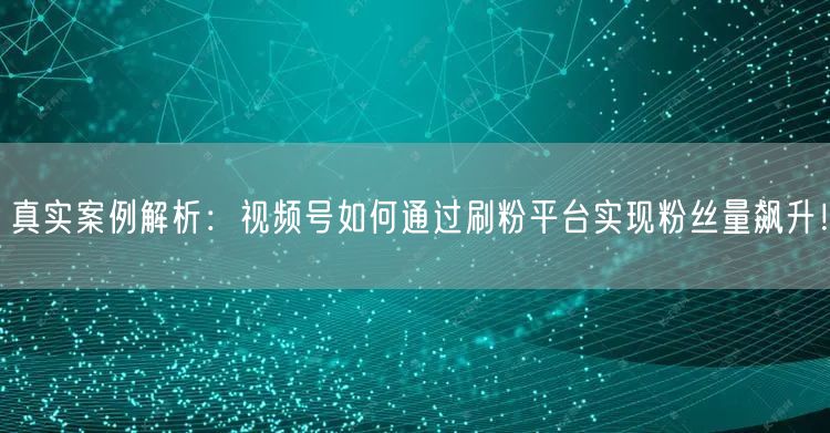 真实案例解析：视频号如何通过刷粉平台实现粉丝量飙升！