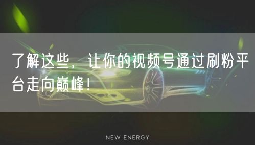 了解这些，让你的视频号通过刷粉平台走向巅峰！