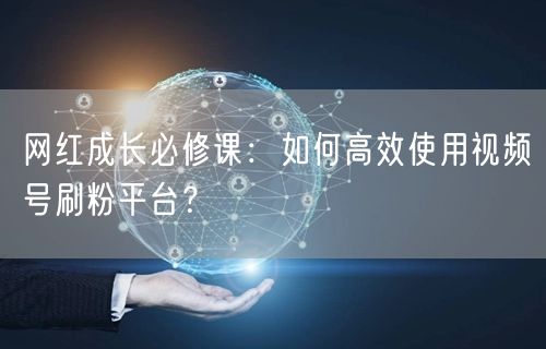 网红成长必修课：如何高效使用视频号刷粉平台？