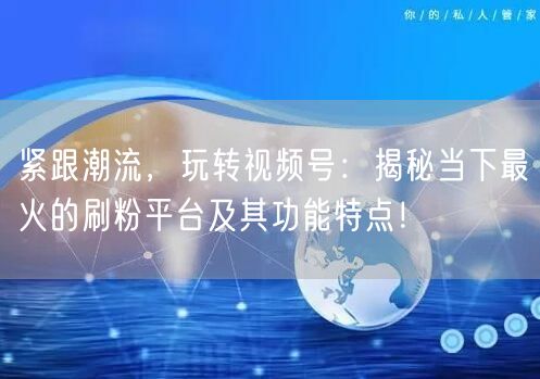 紧跟潮流，玩转视频号：揭秘当下最火的刷粉平台及其功能特点！