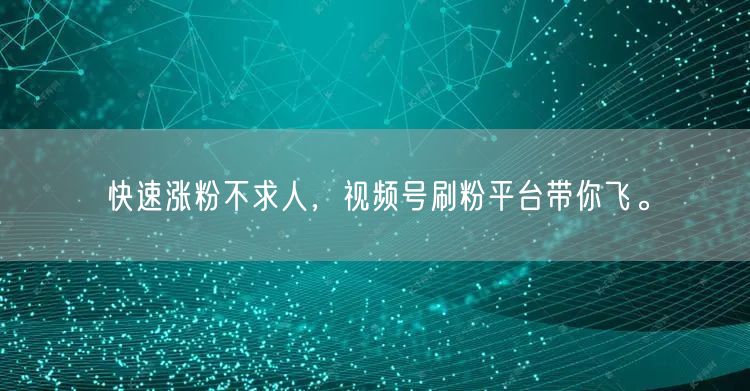 快速涨粉不求人，视频号刷粉平台带你飞。