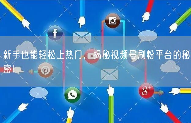 新手也能轻松上热门，揭秘视频号刷粉平台的秘密！