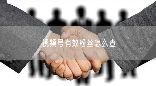视频号有效粉丝怎么查