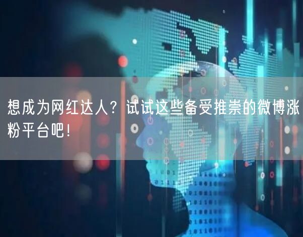 想成为网红达人？试试这些备受推崇的微博涨粉平台吧！