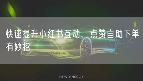 快速提升小红书互动，点赞自助下单有妙招
