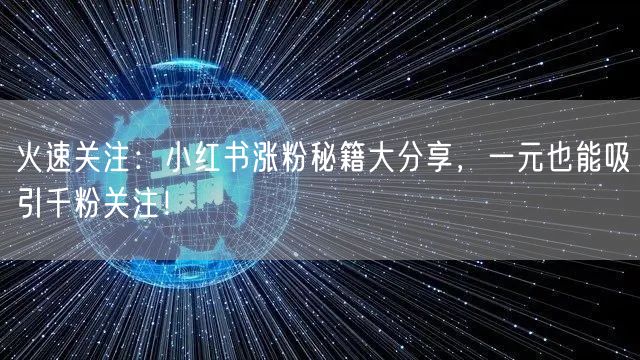火速关注：小红书涨粉秘籍大分享，一元也能吸引千粉关注！