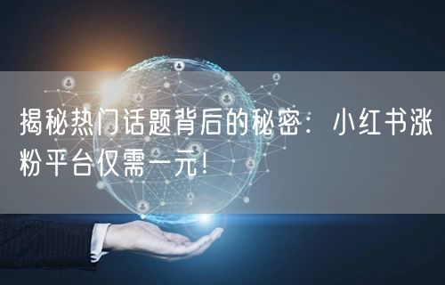 揭秘热门话题背后的秘密：小红书涨粉平台仅需一元！