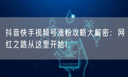 抖音快手视频号涨粉攻略大解密：网红之路从这里开始！