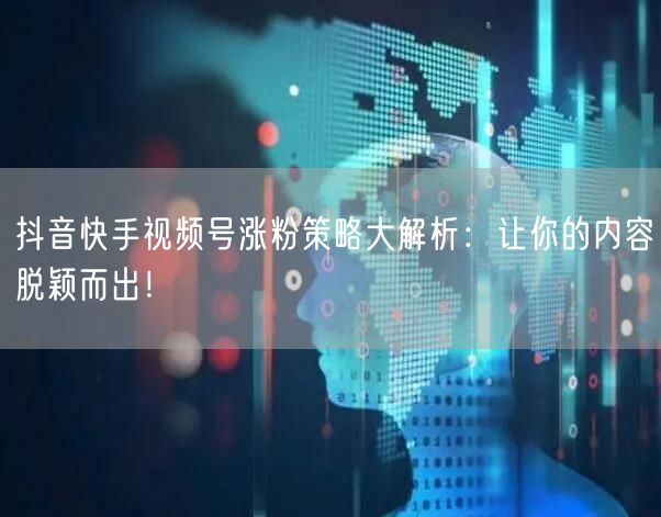 抖音快手视频号涨粉策略大解析：让你的内容脱颖而出！