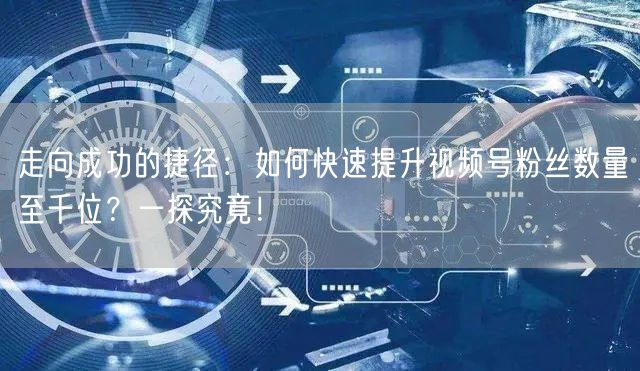 走向成功的捷径：如何快速提升视频号粉丝数量至千位？一探究竟！