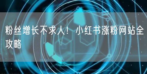 粉丝增长不求人！小红书涨粉网站全攻略