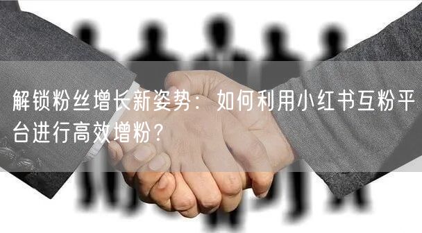 解锁粉丝增长新姿势：如何利用小红书互粉平台进行高效增粉？