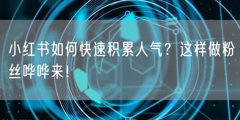小红书如何快速积累人气？这样做粉丝哗哗来！