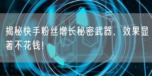 揭秘快手粉丝增长秘密武器，效果显著不花钱！