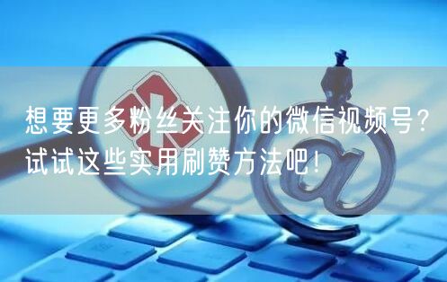 想要更多粉丝关注你的微信视频号？试试这些实用刷赞方法吧！