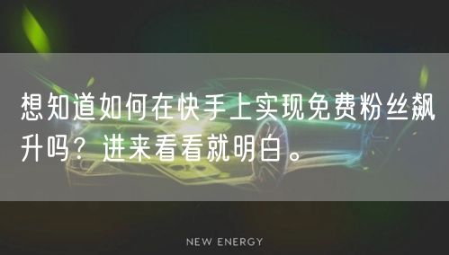 想知道如何在快手上实现免费粉丝飙升吗？进来看看就明白。