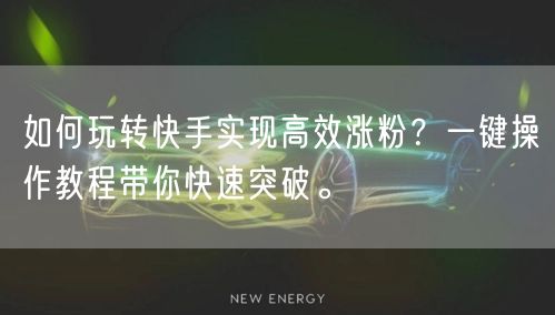 如何玩转快手实现高效涨粉？一键操作教程带你快速突破。