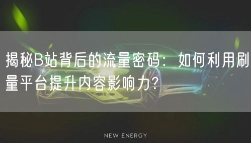 揭秘B站背后的流量密码：如何利用刷量平台提升内容影响力？