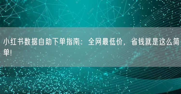 小红书数据自助下单指南:全网最低价,省钱就是这么简单!