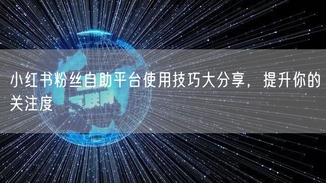 小红书粉丝自助平台使用技巧大分享，提升你的关注度