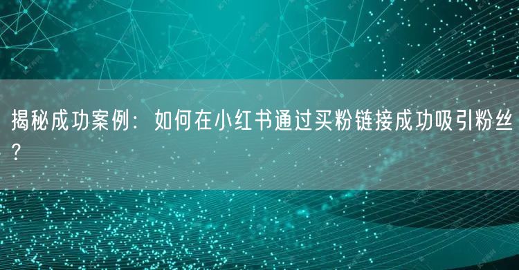 揭秘成功案例：如何在小红书通过买粉链接成功吸引粉丝？
