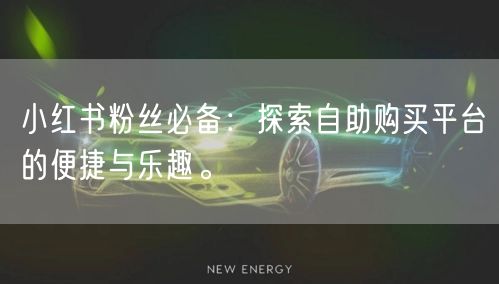 小红书粉丝必备：探索自助购买平台的便捷与乐趣。