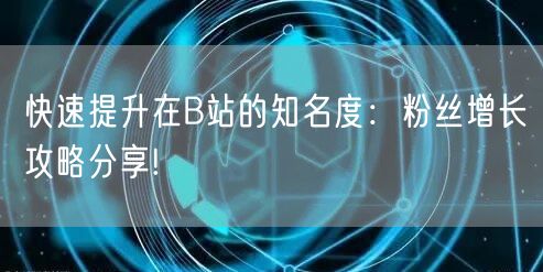 快速提升在B站的知名度：粉丝增长攻略分享!
